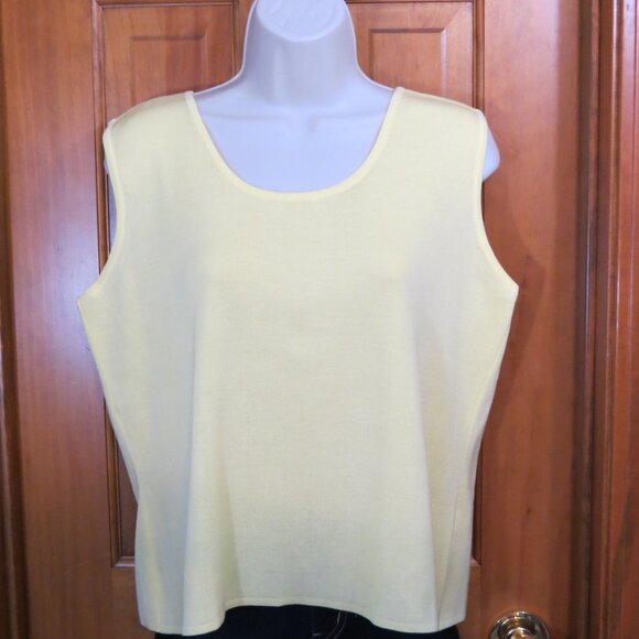Ming Wang Yellow Knit Sleeveless Tank Top Basic Staple Size Petite Large - Picture 2 of 9